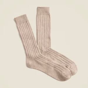 J.Crew Men's Ribbed Cotton Blend Socks Camel Heather One Size NWOT